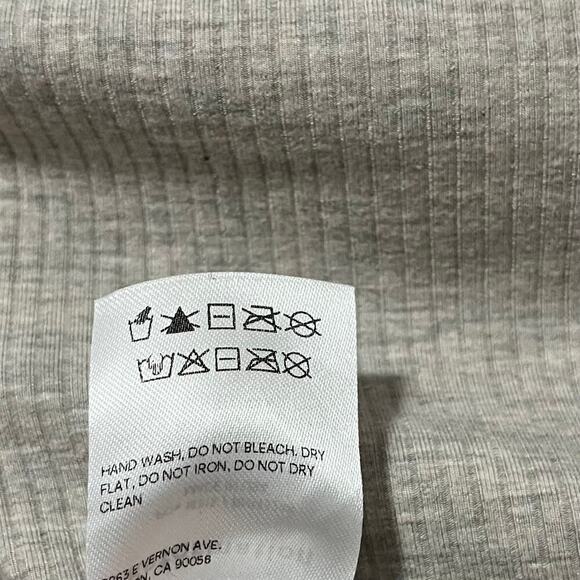 Reformation Pima Cropped Ribbed Top Size S Marble Gray Stretch Long Sleeve - Picture 8 of 9